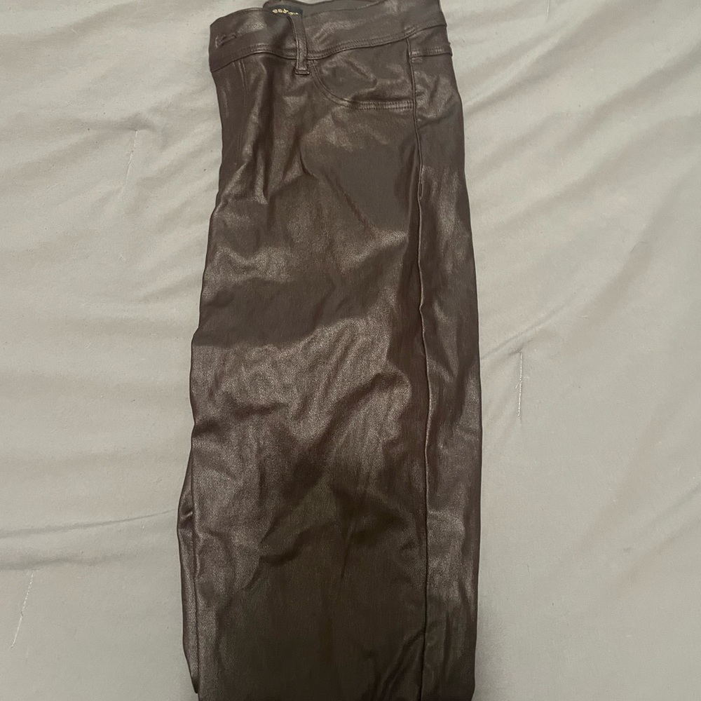 brown feaux leather skinny pants